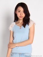 レース袖メタルパーツプルオーバー/サックス