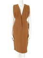 Vラインスリットタイトワンピース/キャメル