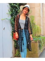 【chille anap】花柄レースガウン/BK