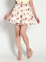 ベルト付Roseフレアスカート/ピンク