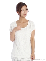 レースカットソー/シロ