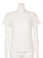 【LATINA】レース切替フレアスリーブトップス/BK