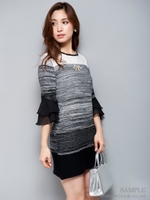 ニットグラデワンピース/ブラック