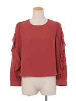 フリルスリーブブラウス/レンガ