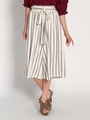 ストライプ共ベルトワイドパンツ71丈/シロ