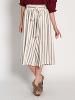 ストライプ共ベルトワイドパンツ71丈/シロ