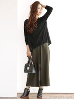 ニットプル×ワイドパンツセット/グレージュ