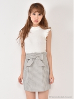 リボン付タックウエストスカート/マルチ