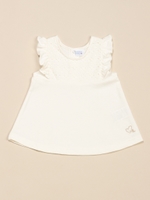 【OUTLET】Aライン肩フリルチュニック/オフホワイト