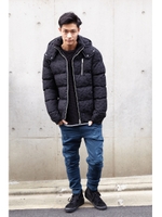 【8/15までWEB限定セール】【AZUL by moussy】TRジャカードカモフラ中綿ブルゾン/BLK