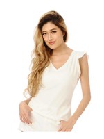 袖フリルトップス/GRAY