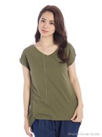 ネックレス付き異素材コンビTOPS/ブラック