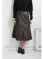 【AZULbymoussy】フェイクレザーロングスカート/BRN