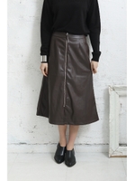 【AZULbymoussy】フェイクレザーロングスカート/BRN