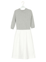 【emmi atelier】フレアコンビワンピース/WHTxBLK