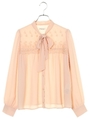 ジョーゼットレースボウタイブラウス/ピンクベージュ