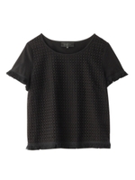 チェックレースフリンジカットソー/ブラック(019)