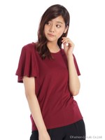 袖フリルカットソー/ネイビー