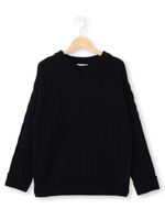 太ケーブルニット/ネイビー(093)