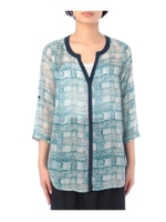 抽象柄チェックシャツ/ネイビー(193)