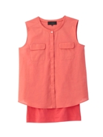 [L]ノースリーブブラウス+キャミソールセット/オレンジ(067)