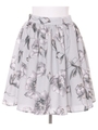 水彩風花柄フレアスカート/サックス