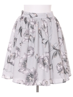 水彩風花柄フレアスカート/サックス