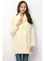 【AZUL by moussy】リングヤーンショール長袖ガウン/O/WHT