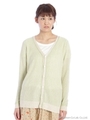 【OUTLET】片畦編みニットロングカーディガン/ライトグリーン