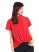 ボトルネックプルオーバーブラウス/コゲチャ