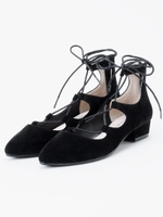 ポインテッドレースアップシューズ/ブラック