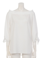 袖リボンオフショルブラウス/ブラック