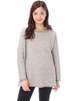 【WEB限定SALE 9/16 18:00?9/26 10:00】【AZUL ENCANTO】アルパカ入ミドルゲージ地柄プルオーバー/柄GRY