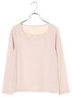 スカラップネックフラワープルオーバー/サックスブルー