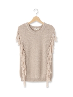 変わり編みフリンジニット/オフホワイト(003)