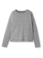 [L]フリンジヘムドロップショルダーニット/ホワイト(001)