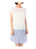 シャツレイヤード風格子柄ニットワンピース/ネイビー(093)