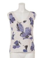 ブリーディングフラワーニットTOP/BLK