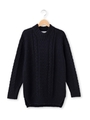 ケーブルロングハイネックニット/ネイビー(093)