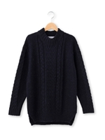ケーブルロングハイネックニット/ネイビー(093)