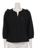 肩フリルブラウス/ブラック