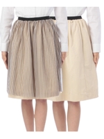 ストライプチュールリバーシブルスカート/カーキ(327)