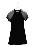 バック透けベロアワンピ/ブラック