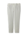 [L]ストライプクロップドパンツ/ホワイト(302)