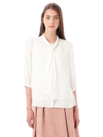 ブライトバックサテンボウタイブラウス/ホワイト(031)