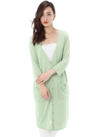 【AZUL ENCANTO】レーヨン 7分袖ロングカーディガン/KHA