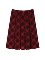 シャドーチェックスカート/ワイン(070)