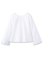 後ろVネックコットンブラウス/ホワイト(001)