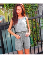 【chille anap】グレンチェックトップス×ショートパンツ SET/BRN