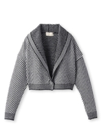 ウール混ラインニットカーディガン/ブラック(319)